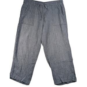 J Jill Purejill Linen Cotton Blend Wide Leg Cropped Pants Size Large